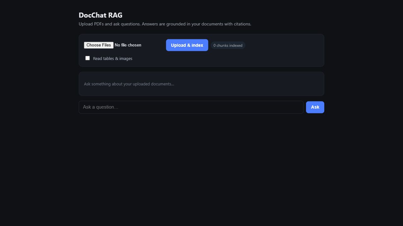 DocChat upload screen